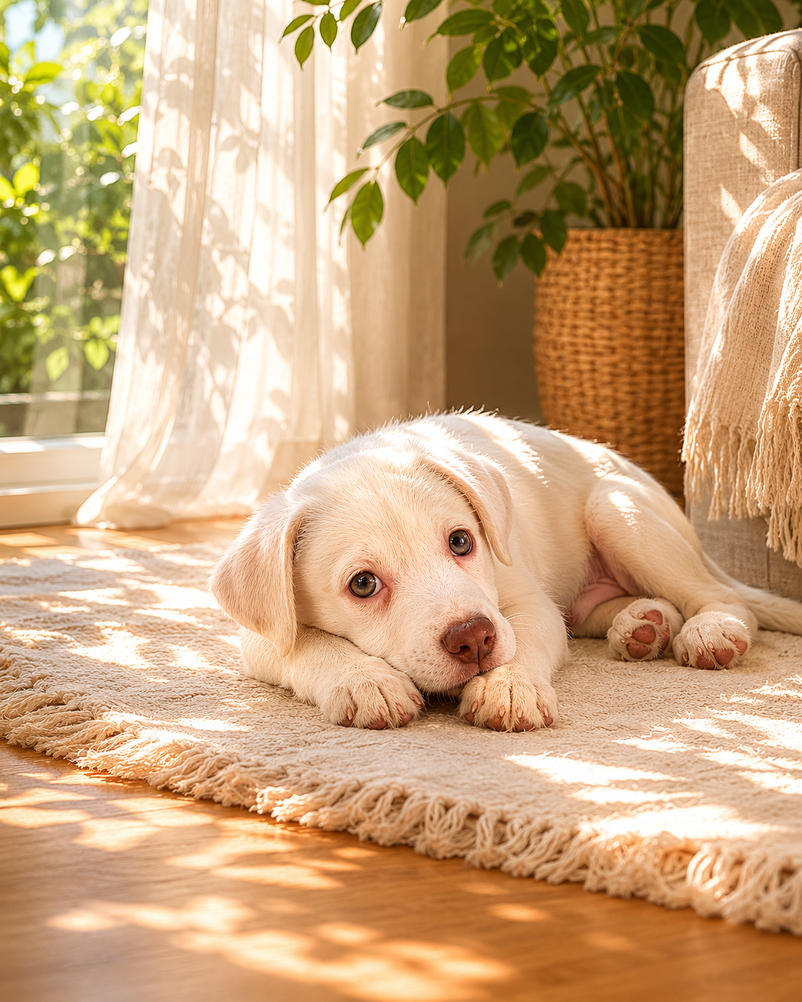 perro tumbado en verano
